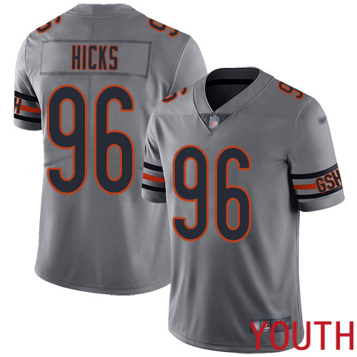 Chicago Bears Limited Silver Youth Akiem Hicks Jersey NFL Football #96 Inverted Legend->youth nfl jersey->Youth Jersey